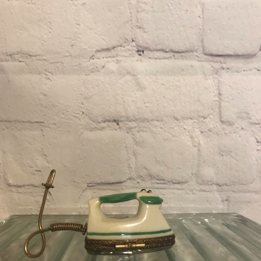 Vintage Limoges France steam iron trinket box